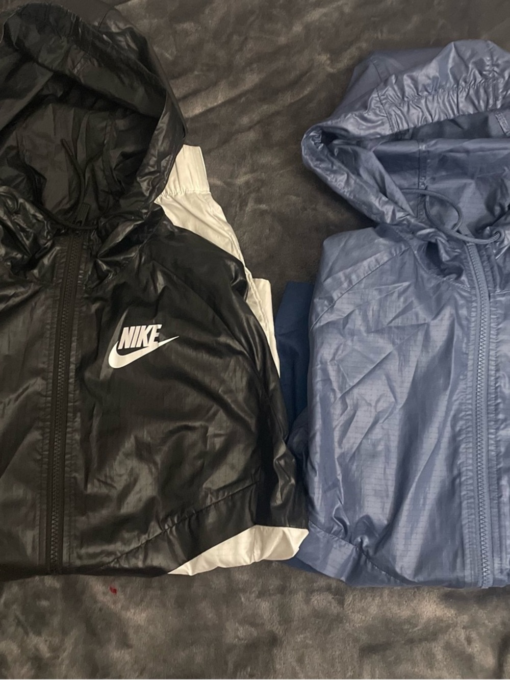 Nike Kids Black and Blue Hooded Windbreaker/Raincoat